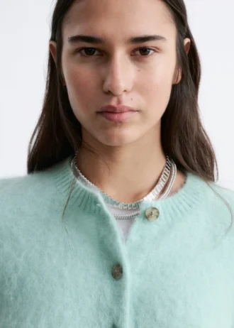 Cardigan spazzolato in misto mohair