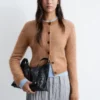 Cardigan spazzolato in misto mohair