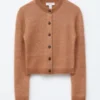 Cardigan spazzolato in misto mohair