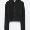 Cardigan spazzolato in misto mohair