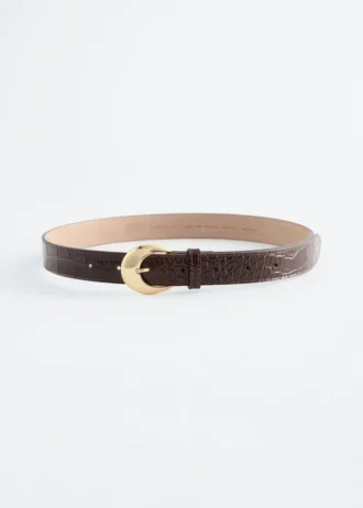 Cintura in pelle con fibbia effetto coccodrillo