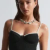 Costume da bagno a costine con bordi a contrasto