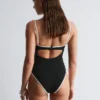 Costume da bagno a costine con bordi a contrasto