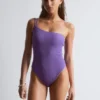 Costume da bagno monospalla con texture