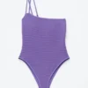 Costume da bagno monospalla con texture