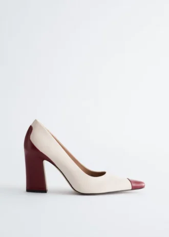 Décolleté in pelle con blocchi di colore
