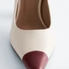 Décolleté in pelle con blocchi di colore