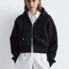 Felpa con cappuccio corta in scuba con zip