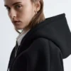 Felpa con cappuccio corta in scuba con zip