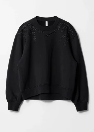 Felpa con ricamo in strass