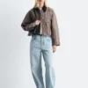 Giacca corta in denim con collo in velluto a coste