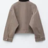 Giacca corta in denim con collo in velluto a coste