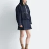 Giacca corta in denim con collo in velluto a coste