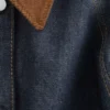 Giacca corta in denim con collo in velluto a coste