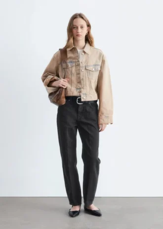 Giacca corta in denim sovratinto
