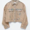 Giacca corta in denim sovratinto