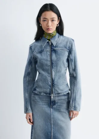 Giacca in denim aderente con zip