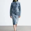 Giacca in denim aderente con zip
