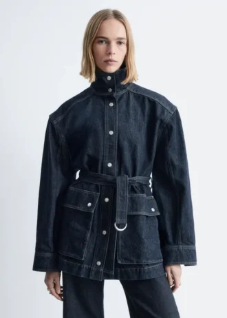 Giacca in denim con cintura da annodare