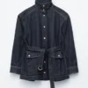 Giacca in denim con cintura da annodare