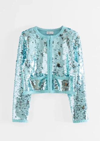 Giacca in maglia con decorazioni in paillettes