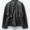 Giacca in pelle con coulisse in vita