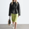 Giacca in pelle con coulisse in vita