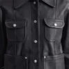 Giacca in pelle con tasche applicate
