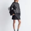 Giacca in pelle con tasche applicate