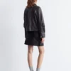 Giacca in pelle con tasche applicate