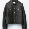 Giacca in pelle con tasche applicate