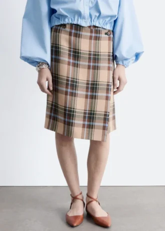 Gonna a portafoglio in tartan al ginocchio