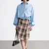 Gonna a portafoglio in tartan al ginocchio