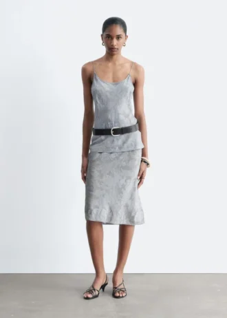 Gonna midi in jacquard di viscosa e seta