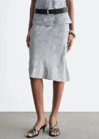 Gonna midi in jacquard di viscosa e seta