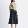 Gonna midi in twill arricciato
