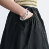 Gonna midi in twill arricciato