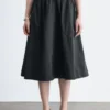 Gonna midi in twill arricciato