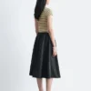 Gonna midi in twill arricciato