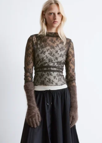 Guanti in cashmere spazzolato lavorati a maglia