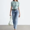 Jeans a gamba larga e vita alta