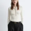 Maglia in lana merino con mezza abbottonatura