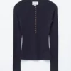 Maglia in lana merino con mezza abbottonatura