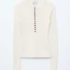Maglia in lana merino con mezza abbottonatura