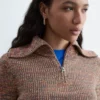 Maglia melange con mezza zip
