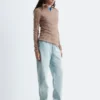 Maglia melange con mezza zip
