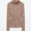 Maglia melange con mezza zip