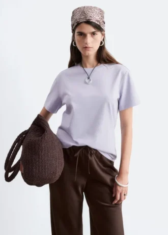 Maglietta in cotone con collo rotondo