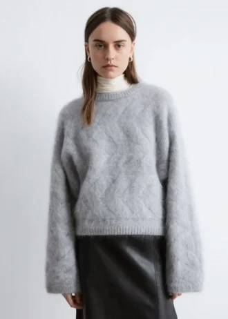 Maglione a trecce in misto mohair