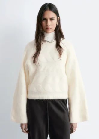 Maglione a trecce in misto mohair